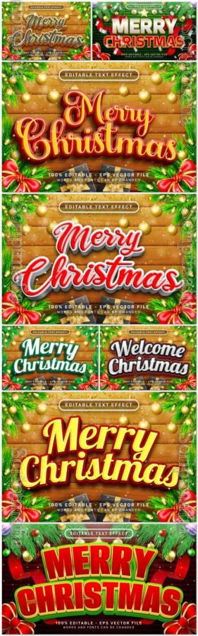 Merry christmas 3d text effect in vector