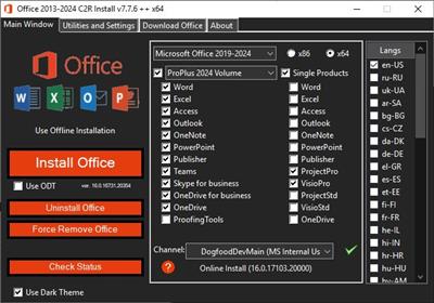 Office 2013-2024 C2R Install / Install Lite  7.7.6 7da4f57f3cdf0b17ec4a8984ed398d40