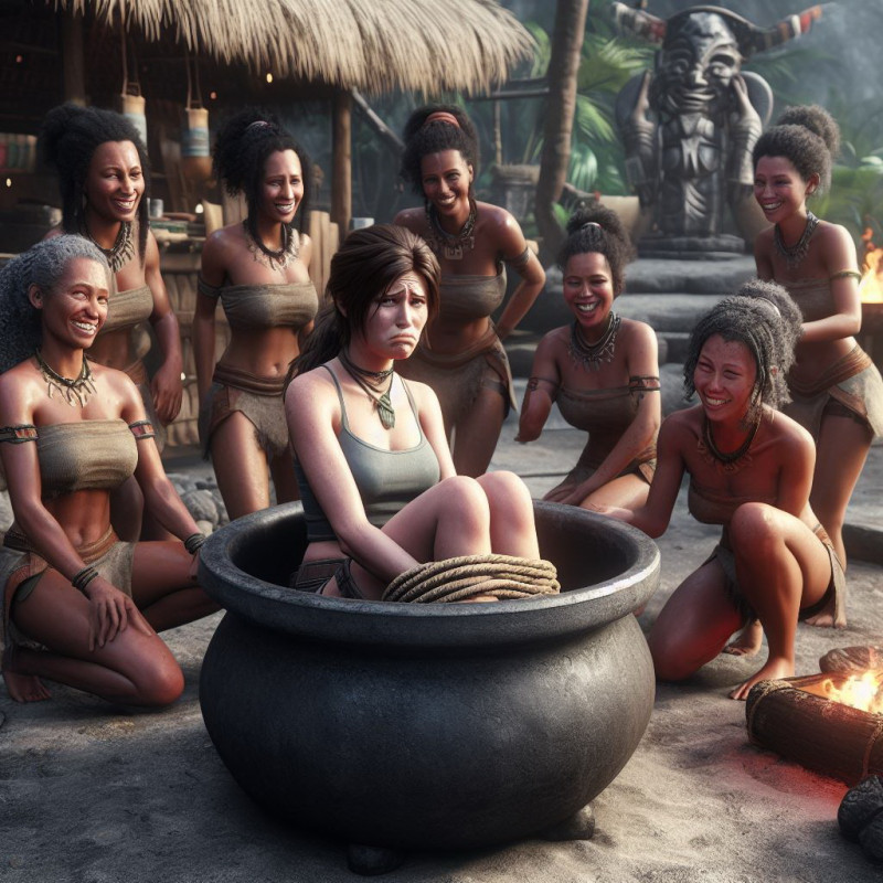 Last adventure of Lara Croft on the Isle of Fierce Women - AI Generated 3D Porn Comic