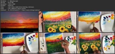 Sunflower Field & Sunset Sky - Acrylic Painting Online  Class E33447ea8124896601c5175a582556ca
