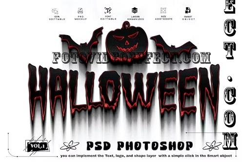 Halloween Liquid Text Effect And Logo PSD Mockup - 3MGCP7T