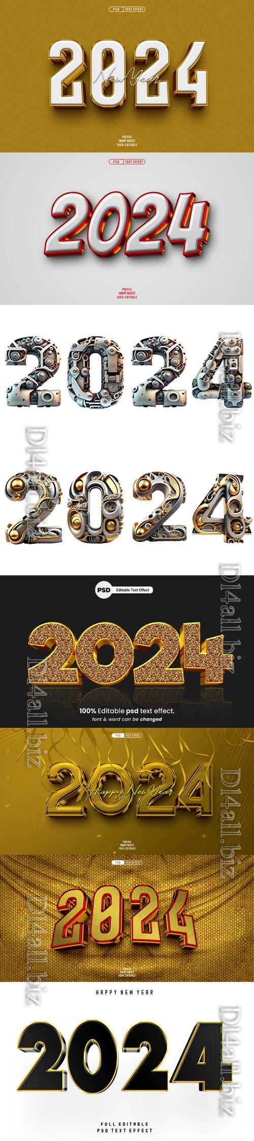 PSD new year 2024 3d editable text effect vol 7