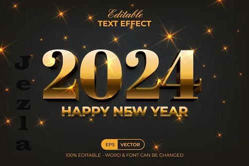 2024 Gold Text Effect New Year Style - 91583156