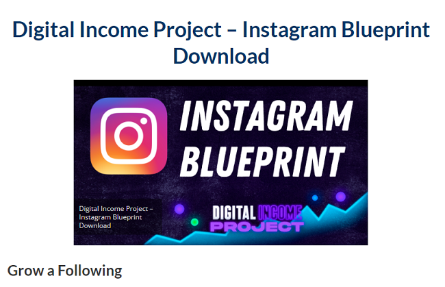 Digital Income Project – Instagram Blueprint Download 2023