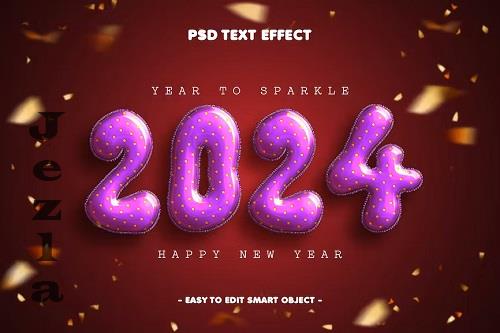 New Year 2024 Balloon Text effect Layer Style Psd - AWDJHAC