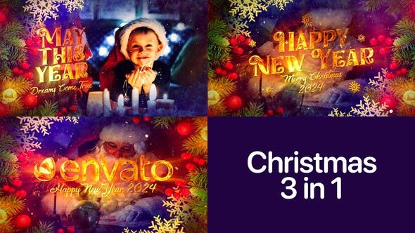 Videohive - Christmas 3 in 1 | Happy New Year | Titles and Logo Opener 49237303