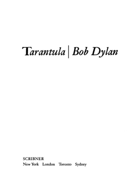 Tarantula by Bob Dylan E61c209bd3ff65baf54ff2572de28db1