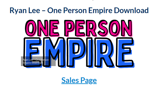 Ryan Lee – One Person Empire Download 2023