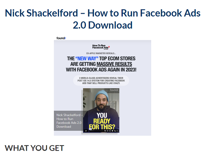Nick Shackelford – How to Run Facebook Ads 2.0 Download 2023