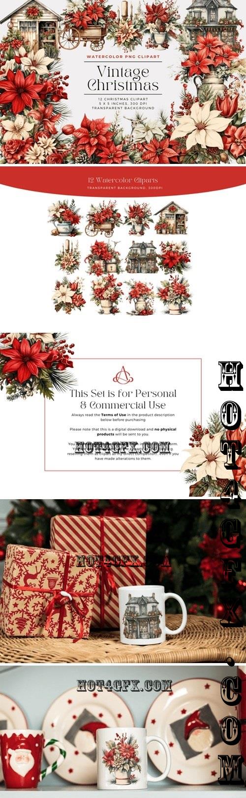 Watercolor Vintage Christmas