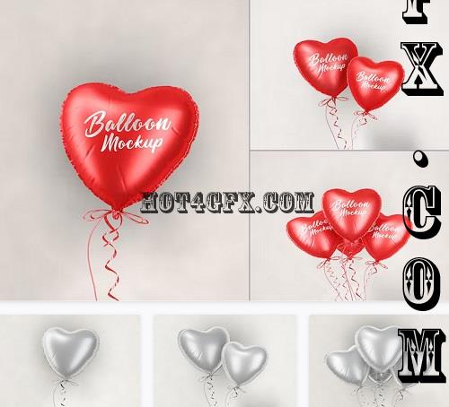 Floating Heart Foil Balloon Mockup Set - TRF859M