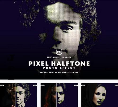 Pixel Halftone Photo Effect - C3EQT2R