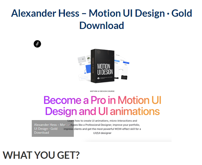 Alexander Hess – Motion UI Design · Gold Download 2023