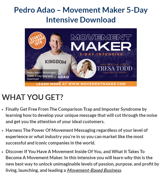 Pedro Adao – Movement Maker 5-Day Intensive Download 2023