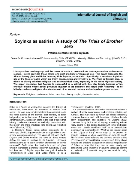 A Study Guide for Wole Soyinka's "The Trials of Brother Jero" by Gale, Cengage Lea... 1b45b8f32fb1f035f9bf2e2f215873f0