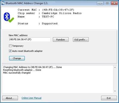 Bluetooth MAC Address Changer  1.12.0.196b