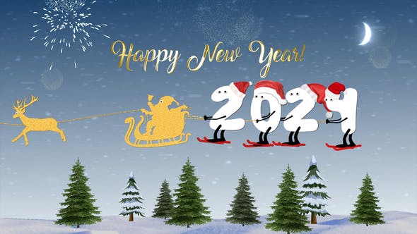 Videohive - New Year Cartoon Skier | After Effects 49409458