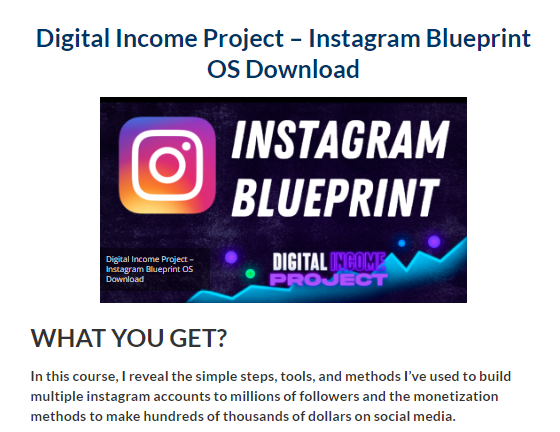 Digital Income Project – Instagram Blueprint OS Download 2023