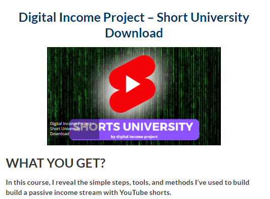 Digital Income Project – Short University Download 2023