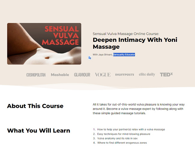 Beducated – Sensual Vulva Massage By Jaya Shivani
