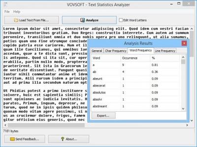 VovSoft Text Statistics Analyzer  3.5.0