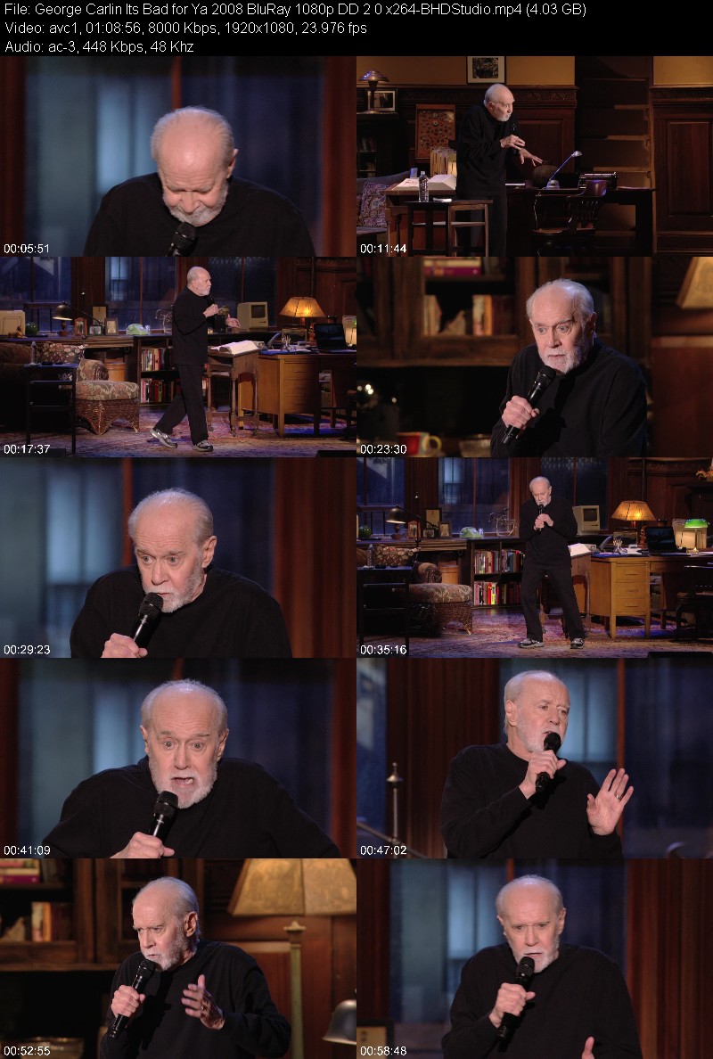 George Carlin Its Bad for Ya 2008 BluRay 1080p DD 2 0 x264-BHDStudio 7ec4940fb2e950a3f9e63cc5b61331a0