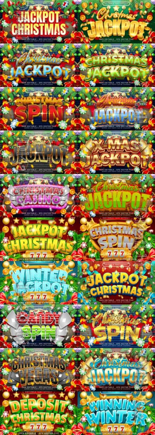 Christmas jackpot, Royal Casino, Poker, Christmas spin, 3d text effect editable set