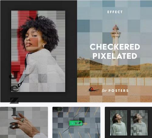 Checkered Pixelated Poster Effect - 7411653