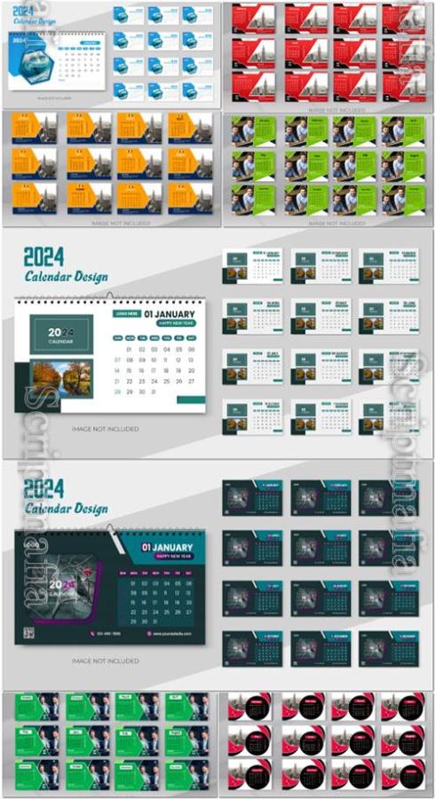 PSD 2024 modern abstract calendar template design