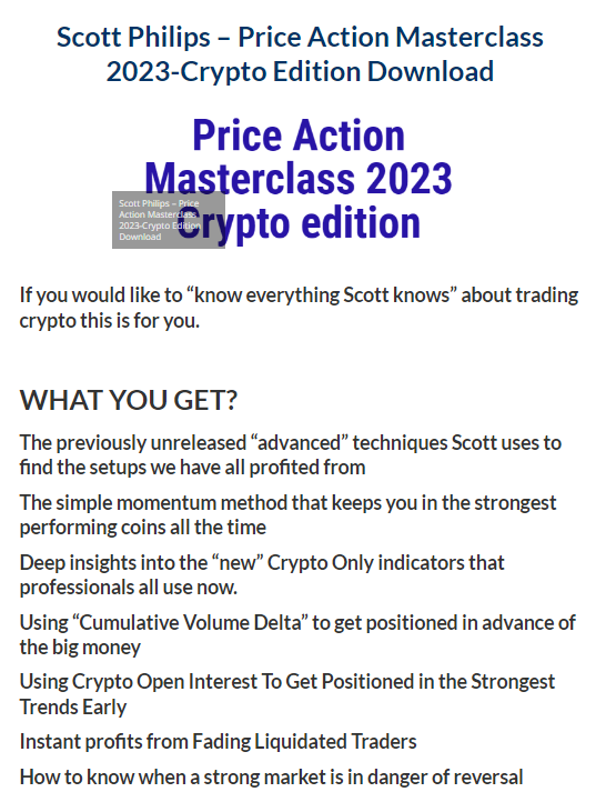 Scott Philips – Price Action Masterclass 2023-Crypto Edition Download 2023