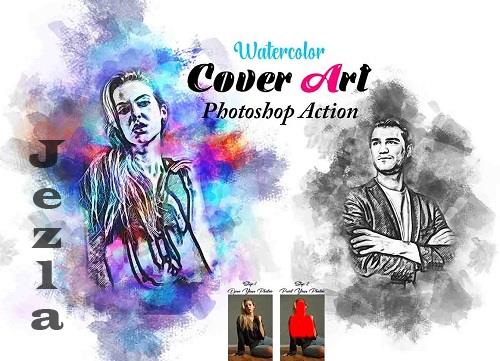 Watercolor Cover Art Ps Action - 91726078