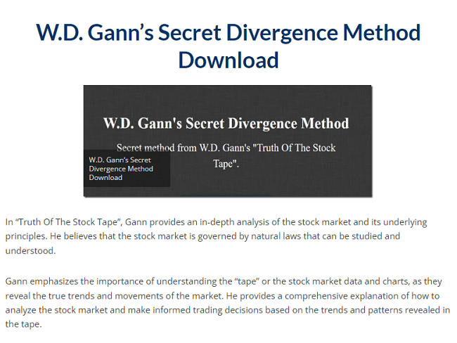 W.D. Gann’s Secret Divergence Method Download 2023