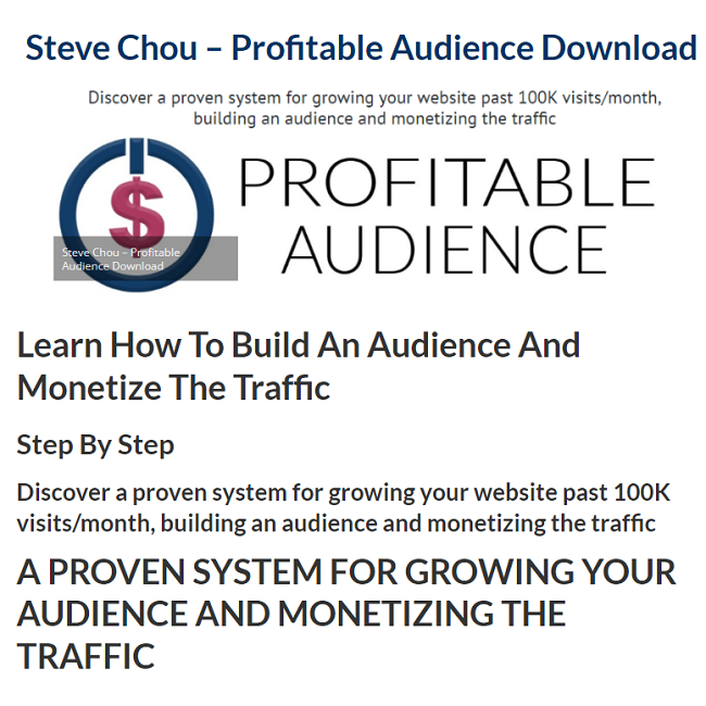 Steve Chou – Profitable Audience Download 2023