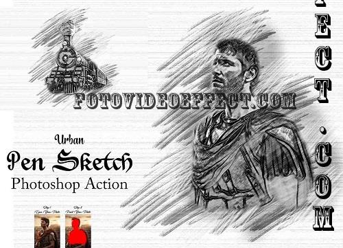 Urban Pen Sketch Photoshop Action - 91870700