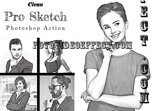 Clean Pro Sketch Photoshop Action - 91659331