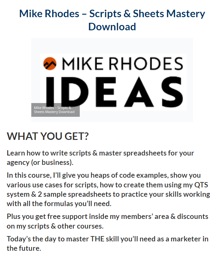 Mike Rhodes – Scripts & Sheets Mastery Download 2023