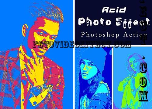 Acid Photo Effect Photoshop Action - 91685789