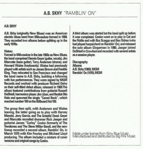 A.B. Skhy - Ramblin' On (1970) (Korean remaster, 2019) Lossless