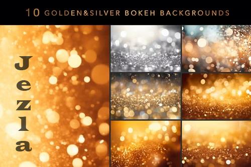 10 Golden Silver Bokeh Effect Backgrounds - KSXP2B8