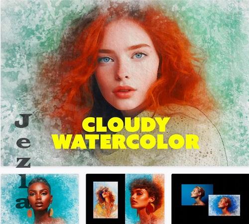 Cloudy Watercolor Photo Effect - 91873842