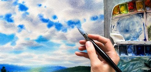 All About Painting Blue Skies and White Clouds with Watercolors
