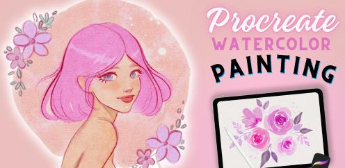 Procreate Watercolor Painting How to Paint Characters, Watercolor Flowers, Leaves, and more!