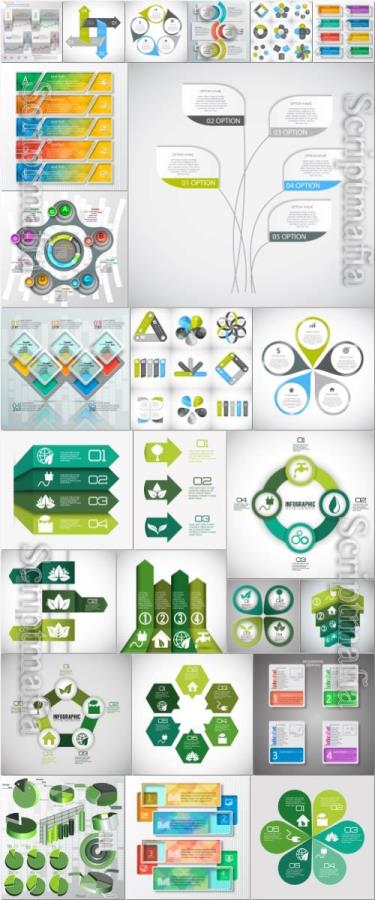 25 Infographics, business elements in vector set