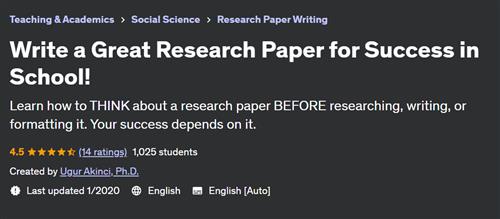 Write a Great Research Paper for Success in School!