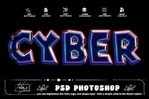 Neon Cyber Text Effect PSD Photoshop - RNFY7GN