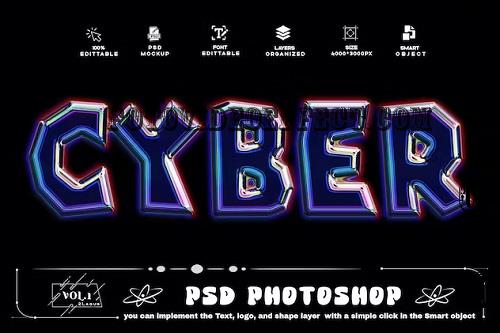 Neon Cyber Text Effect PSD Photoshop - RNFY7GN