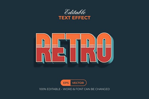 Retro Text Effect 3D Style - 91872258