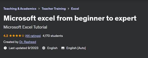 Udemy – Microsoft excel from beginner to expert