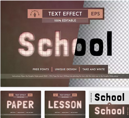 Retro School - Editable Text Effect - 91879853