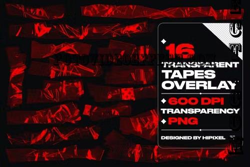 Transparent Plastic Red Tapes Overlay - K7LL9KR